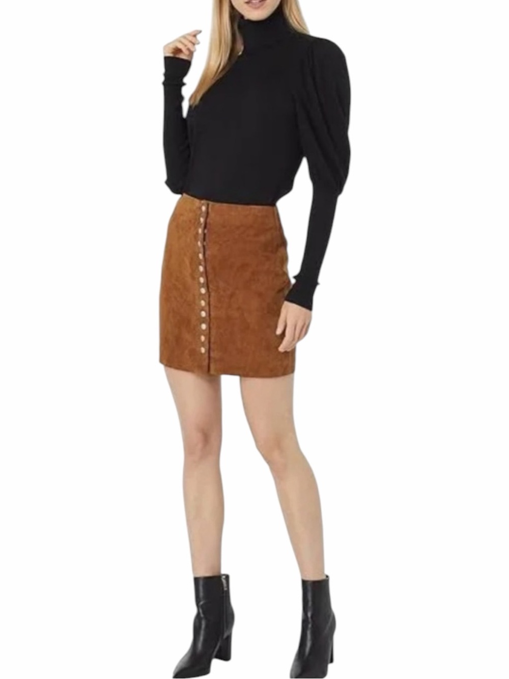 NEW BLANKNYC Suede Leather Snap Skirt Size 27